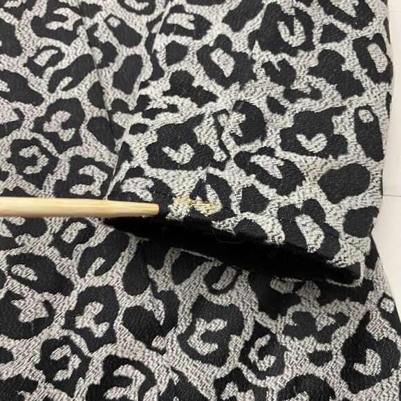 Betsy Johnson Black Snow Leopard Print Reversible Coat Wool Blend Women's Large - Picture 3 of 13